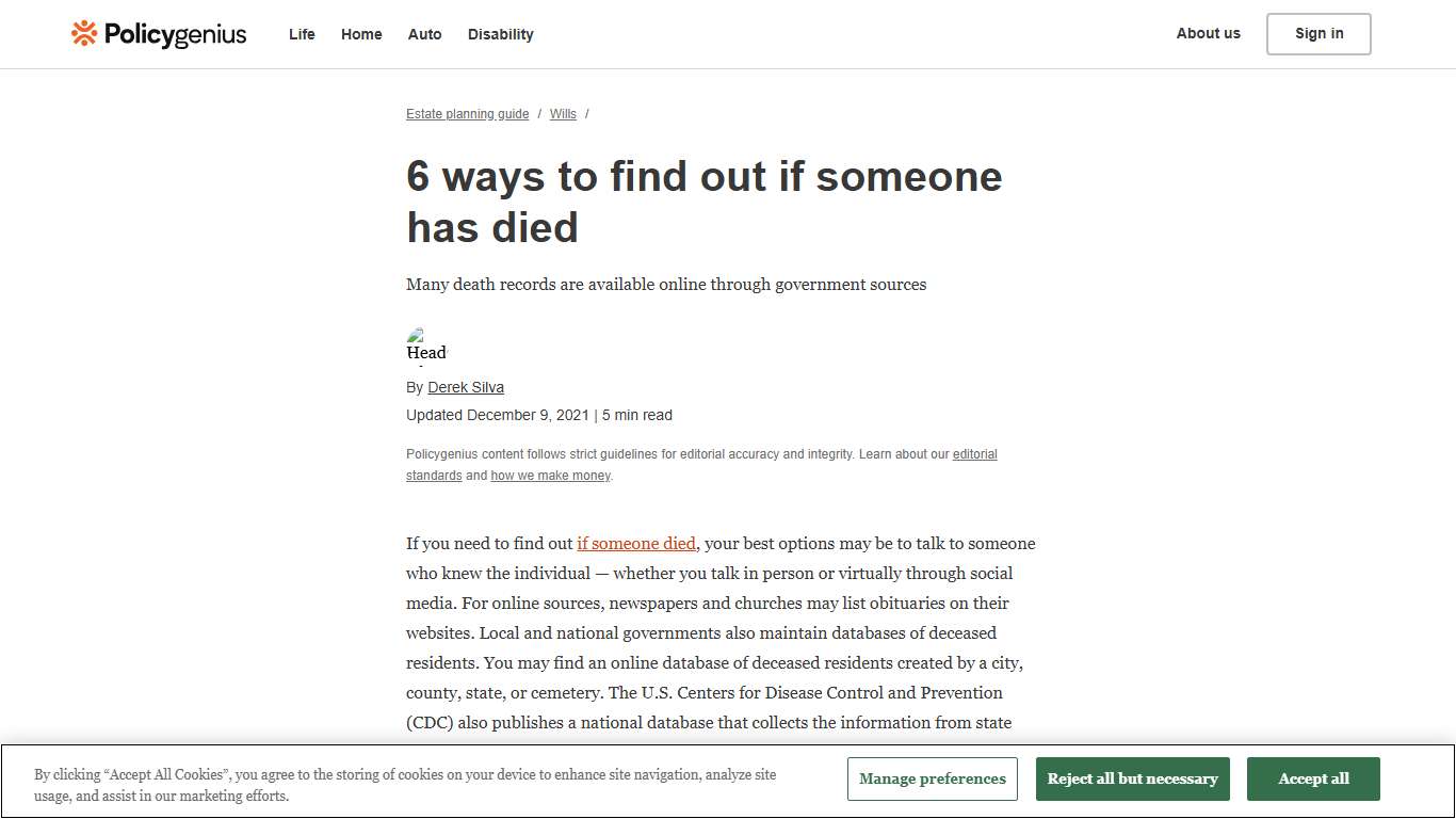 6 Ways To Find Out if Someone Has Died – Policygenius